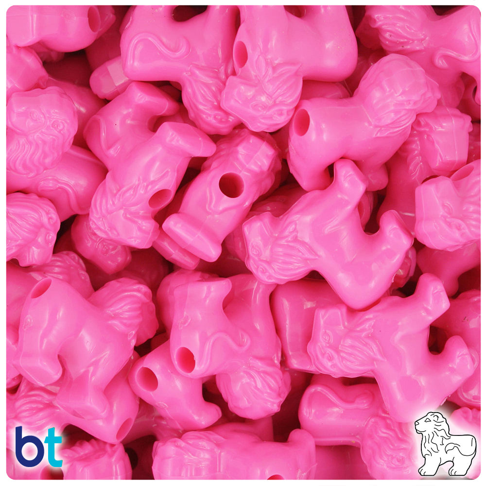 Dark Pink Opaque 22mm Lion Pony Beads (24pcs)