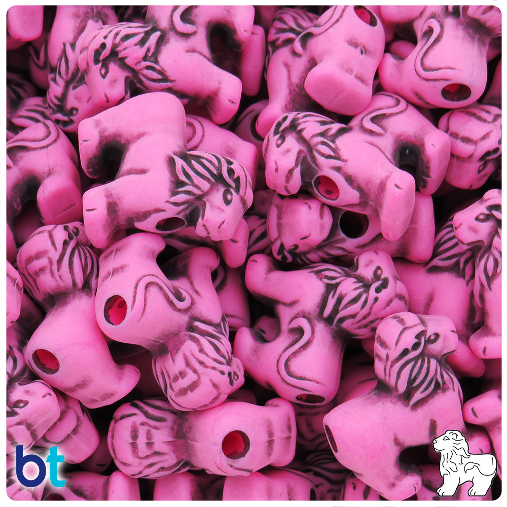 Dark Pink Antique 22mm Lion Pony Beads (8pcs)