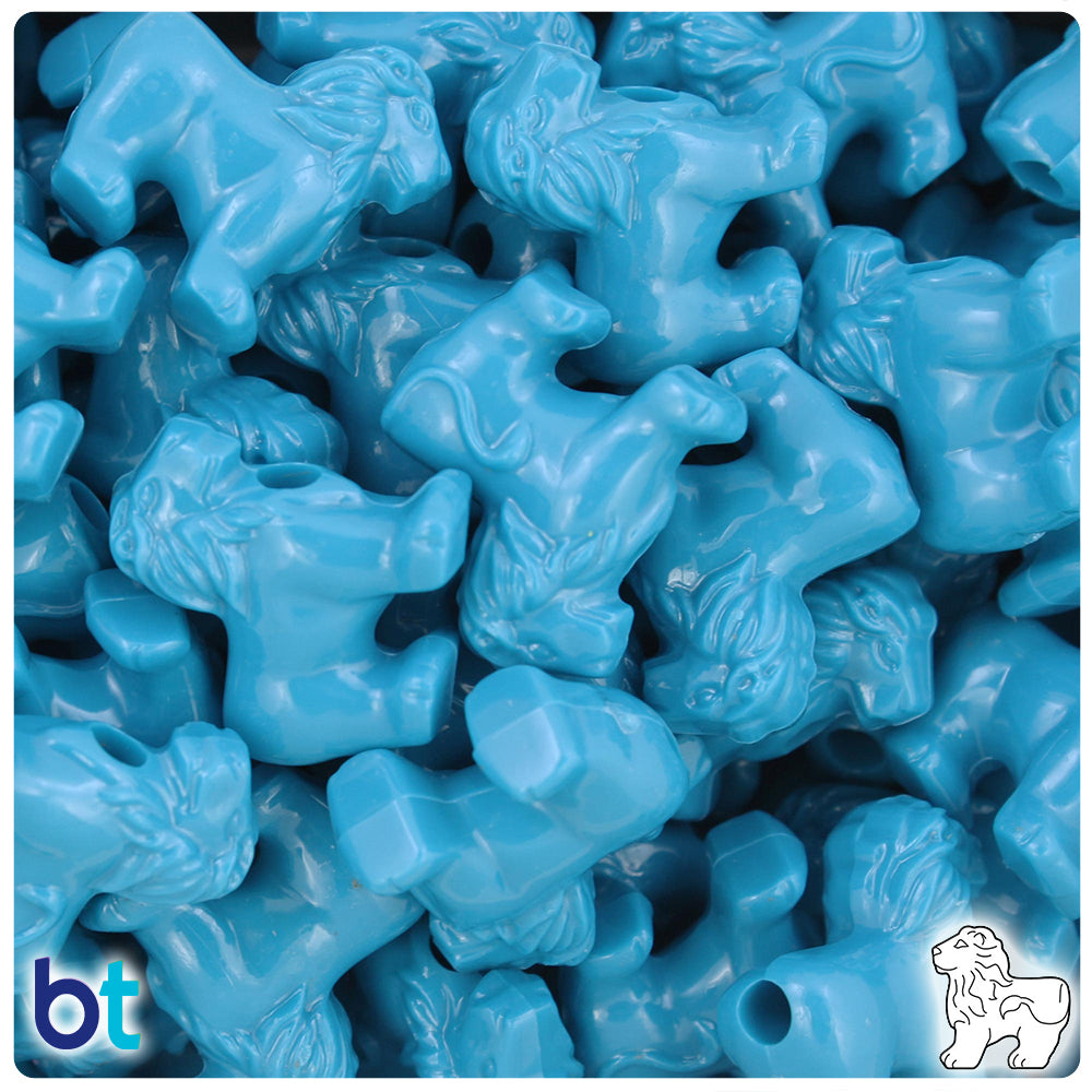 Dark Turquoise Opaque 22mm Lion Pony Beads (24pcs)