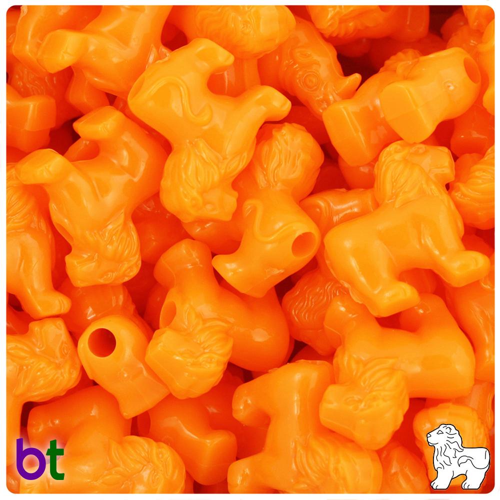 Orange Opaque 22mm Lion Pony Beads (8pcs)