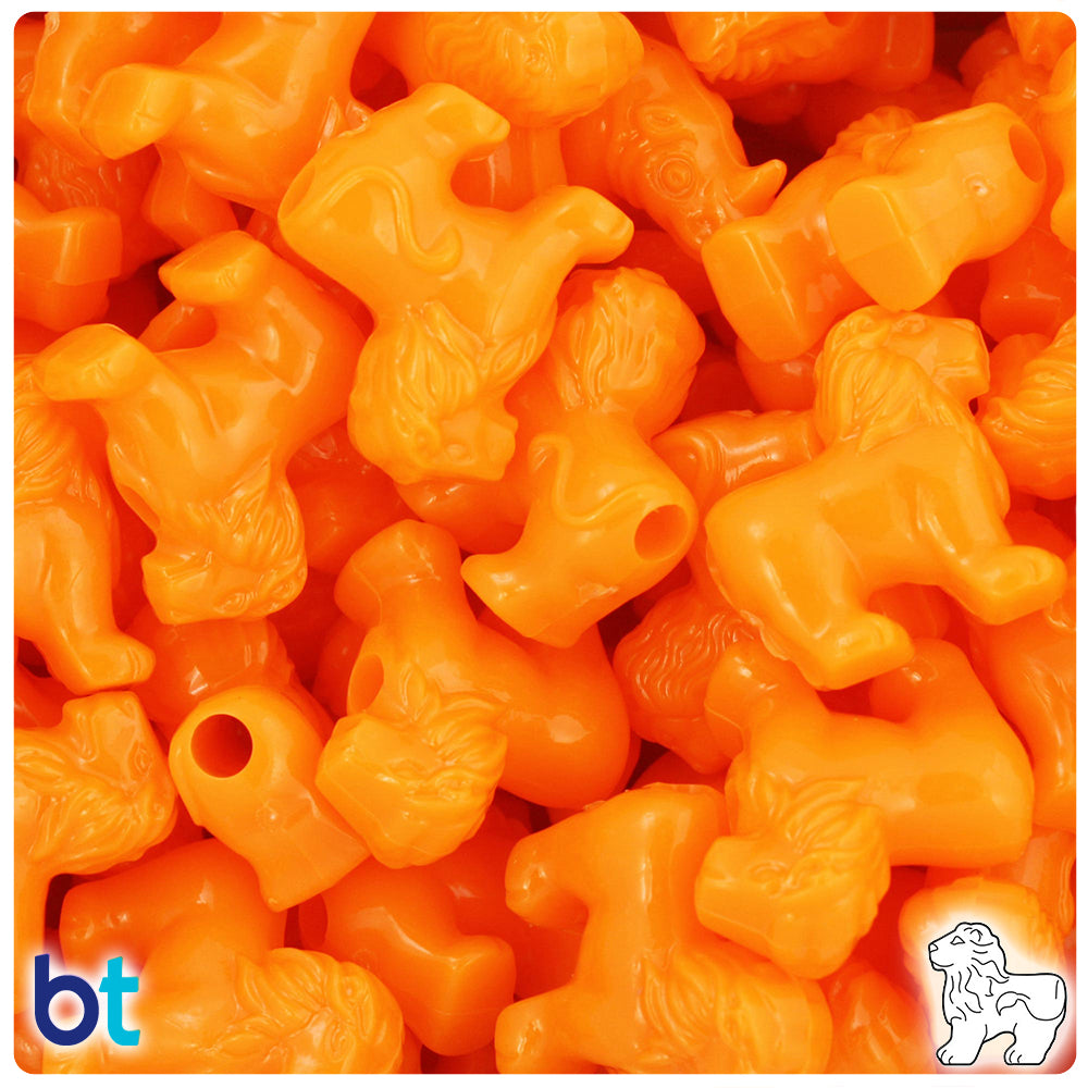 Orange Opaque 22mm Lion Pony Beads (24pcs)