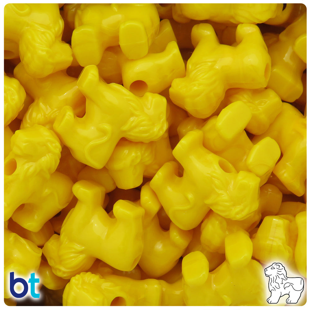 Bright Yellow Opaque 22mm Lion Pony Beads (24pcs)