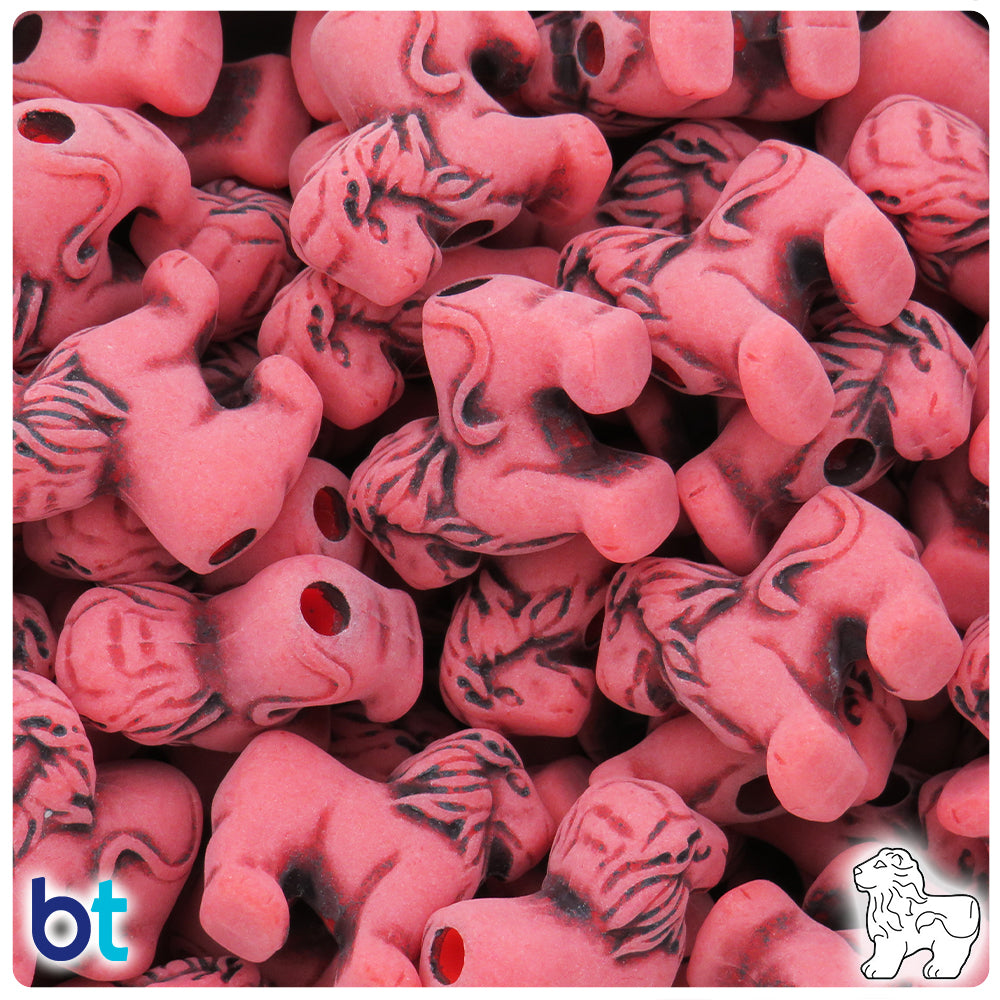 Bright Red Antique 22mm Lion Pony Beads (24pcs)