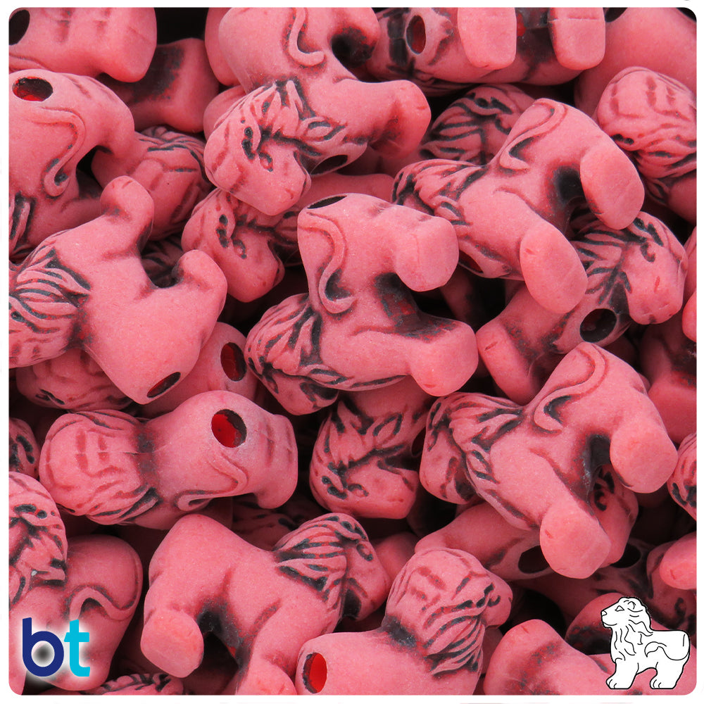 Bright Red Antique 22mm Lion Pony Beads (8pcs)