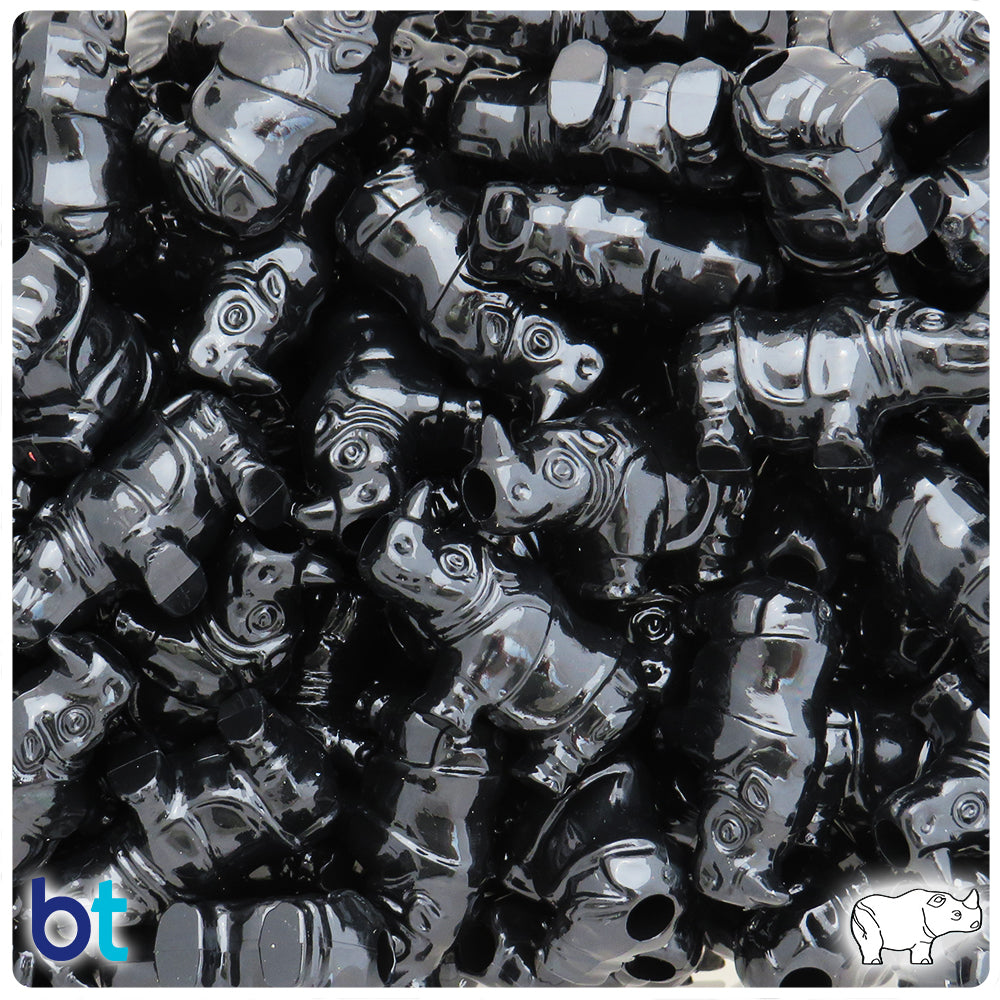 Black Opaque 25mm Rhino Pony Beads (8pcs)