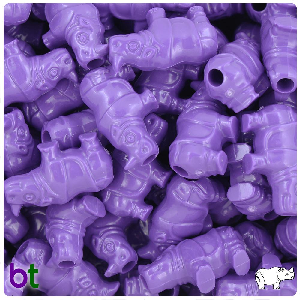 Dark Lilac Opaque 25mm Rhino Pony Beads (8pcs)