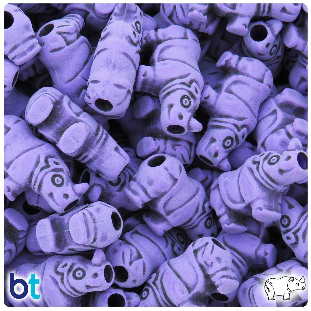 Dark Lilac Antique 25mm Rhino Pony Beads (24pcs)