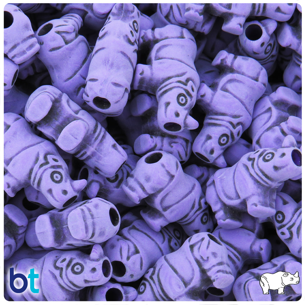Dark Lilac Antique 25mm Rhino Pony Beads (8pcs)