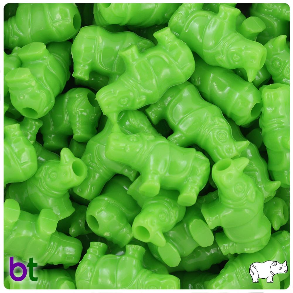 Lime Opaque 25mm Rhino Pony Beads (8pcs)