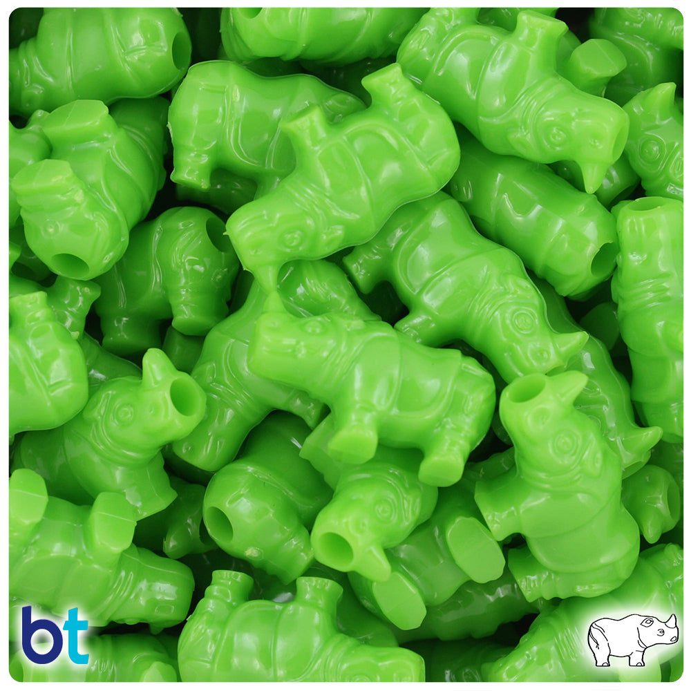 Lime Opaque 25mm Rhino Pony Beads (24pcs)