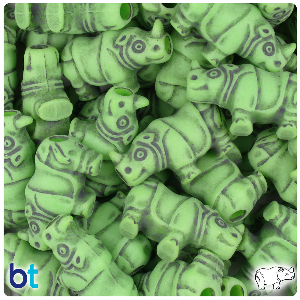 Lime Antique 25mm Rhino Pony Beads (24pcs)