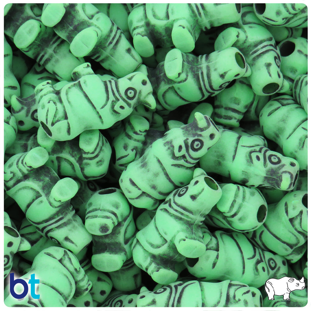 Lime Antique 25mm Rhino Pony Beads (8pcs)