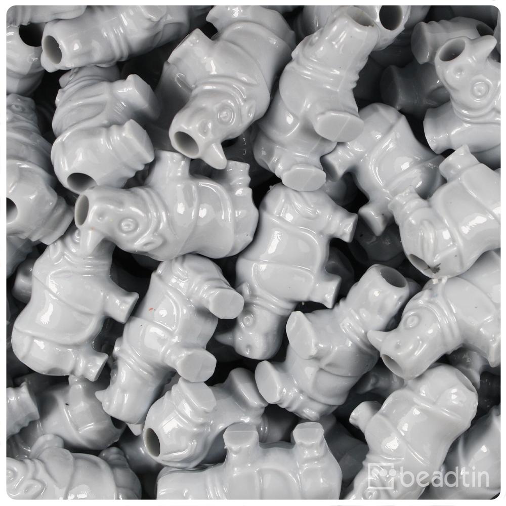 Grey Opaque 25mm Rhino Pony Beads (8pcs)