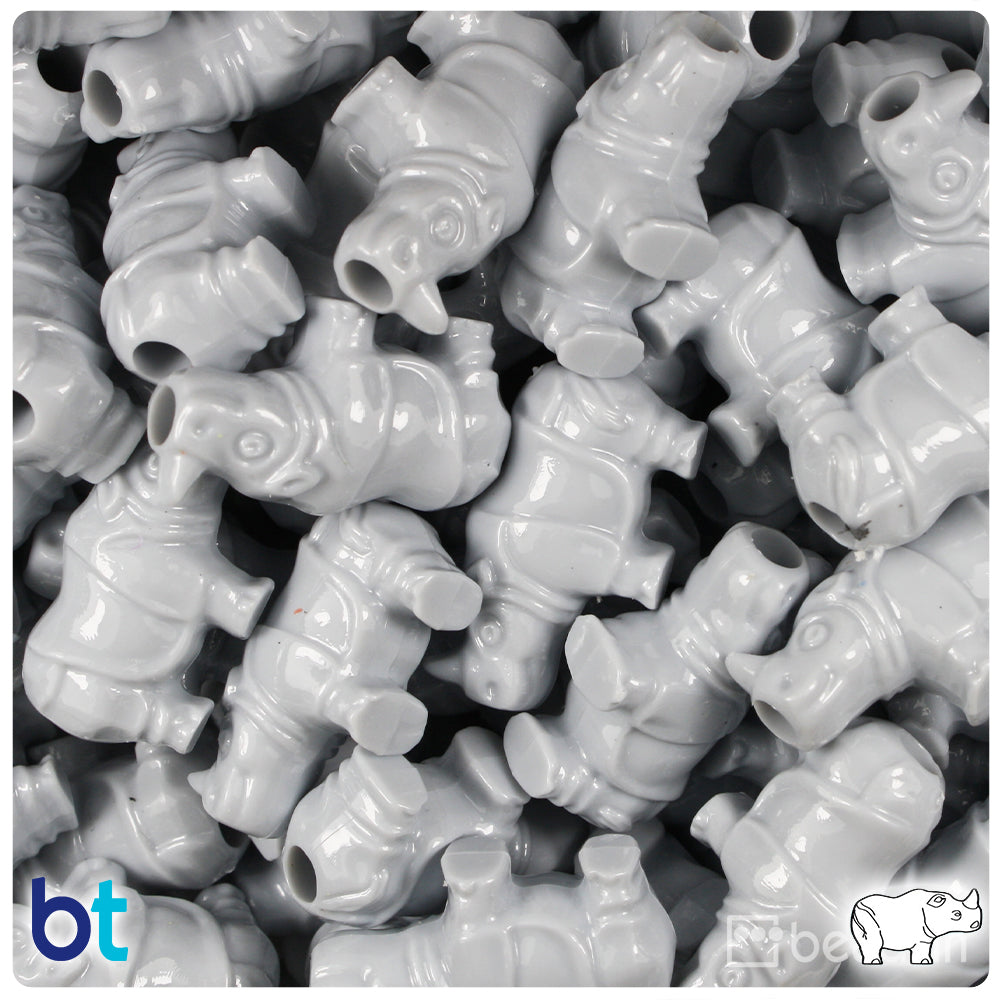 Grey Opaque 25mm Rhino Pony Beads (24pcs)