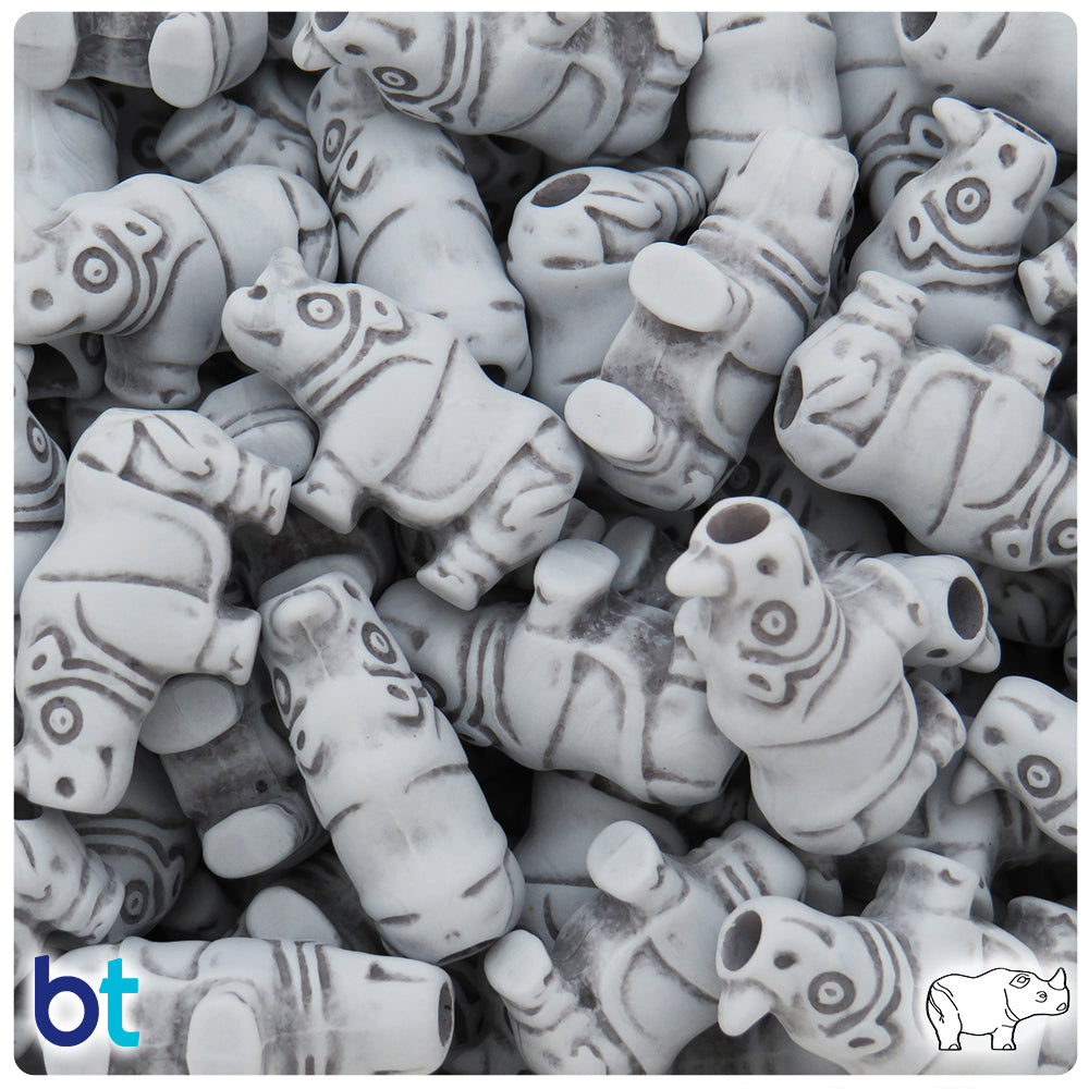 Grey Antique 25mm Rhino Pony Beads (24pcs)