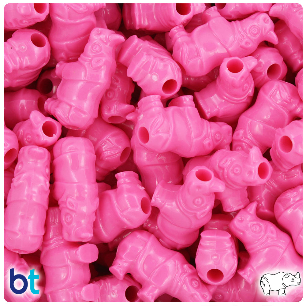Dark Pink Opaque 25mm Rhino Pony Beads (24pcs)
