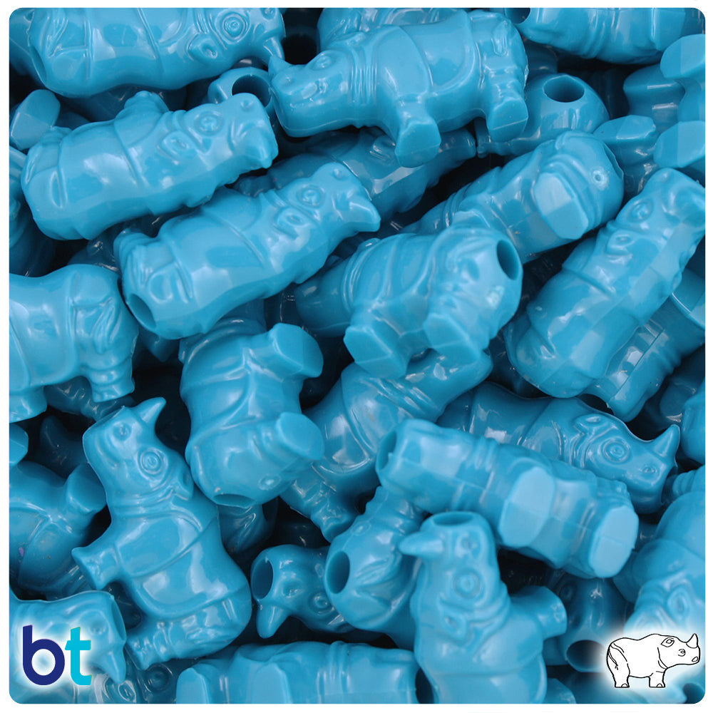 Dark Turquoise Opaque 25mm Rhino Pony Beads (24pcs)