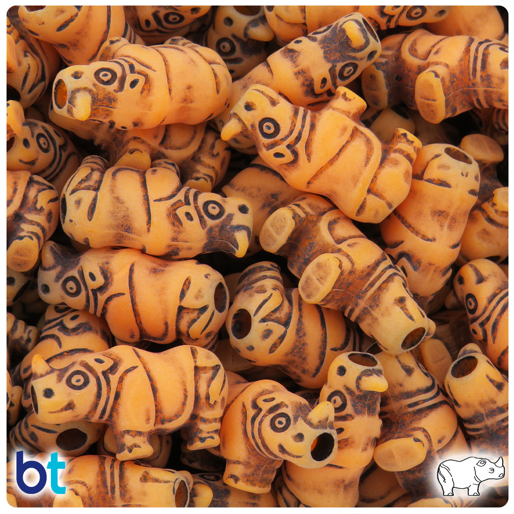 Orange Antique 25mm Rhino Pony Beads (24pcs)