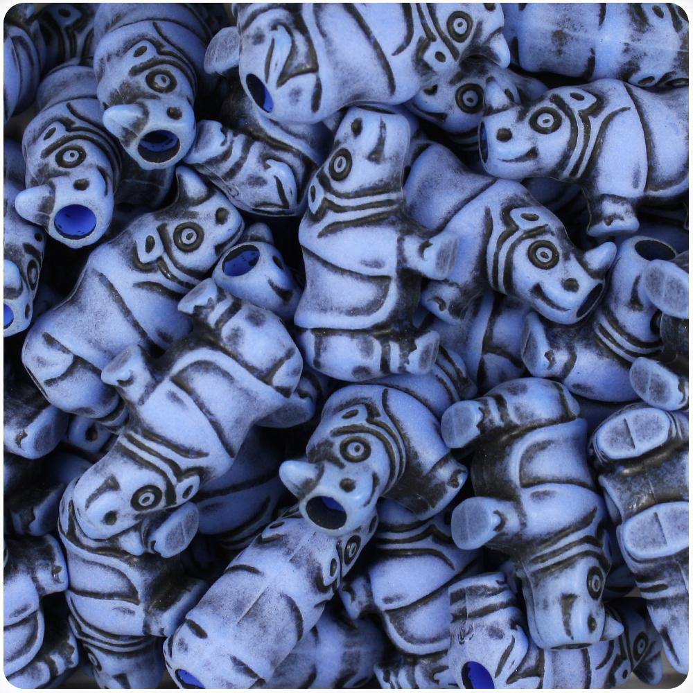 Periwinkle Antique 25mm Rhino Pony Beads (8pcs)