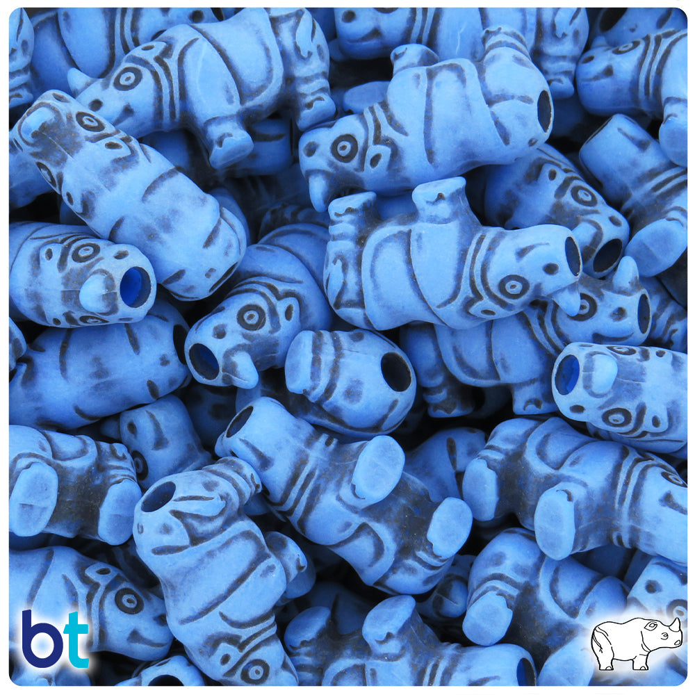 Periwinkle Antique 25mm Rhino Pony Beads (24pcs)