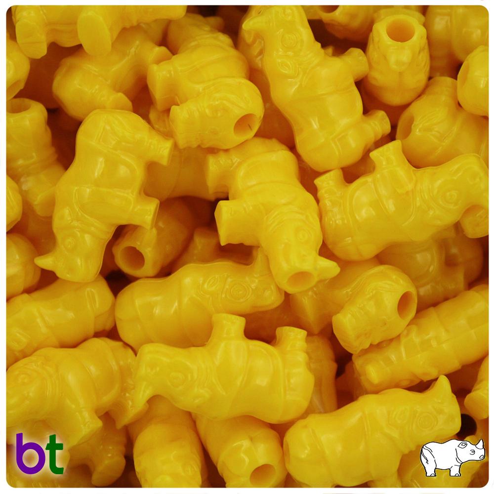 Bright Yellow Opaque 25mm Rhino Pony Beads (8pcs)