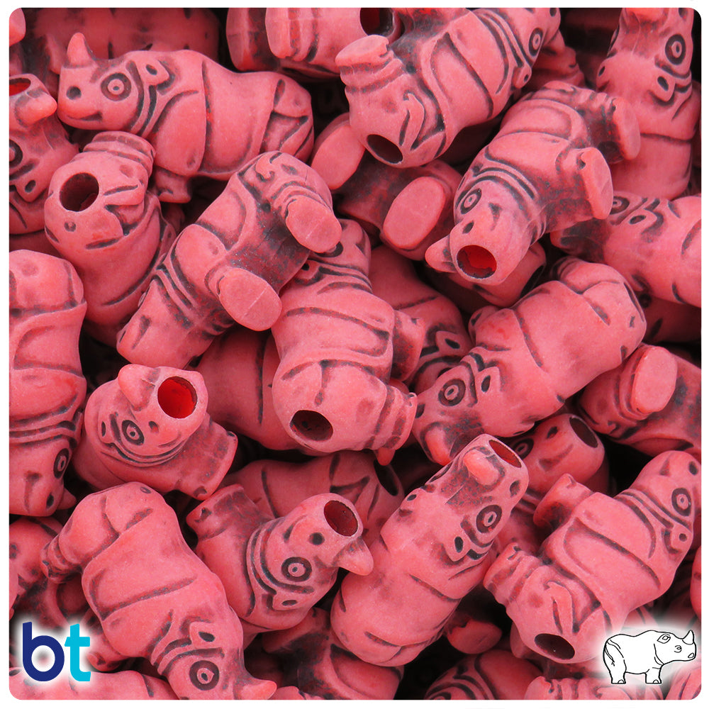 Bright Red Antique 25mm Rhino Pony Beads (24pcs)