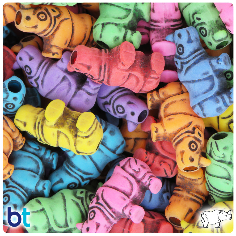 Circus Mix Antique 25mm Rhino Pony Beads (24pcs)