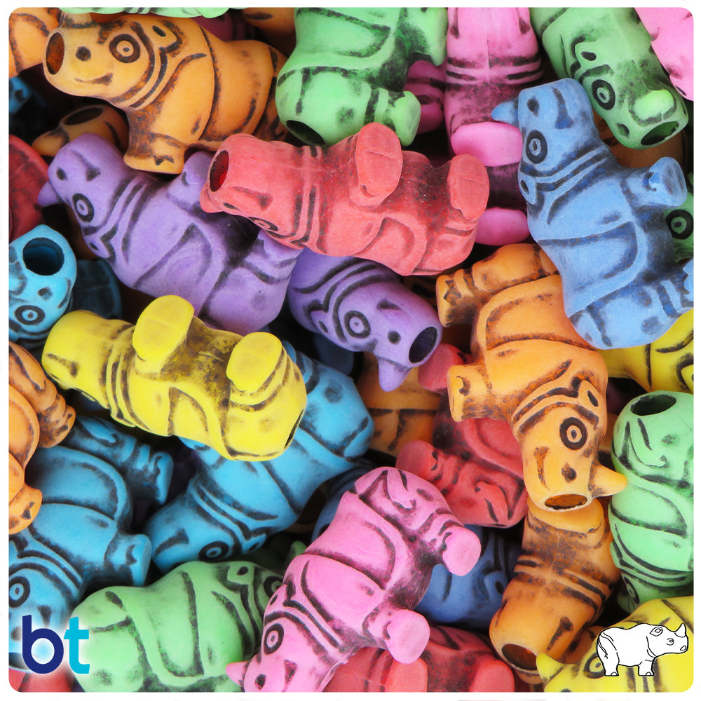 Circus Antique Mix 25mm Rhino Pony Beads (8pcs)