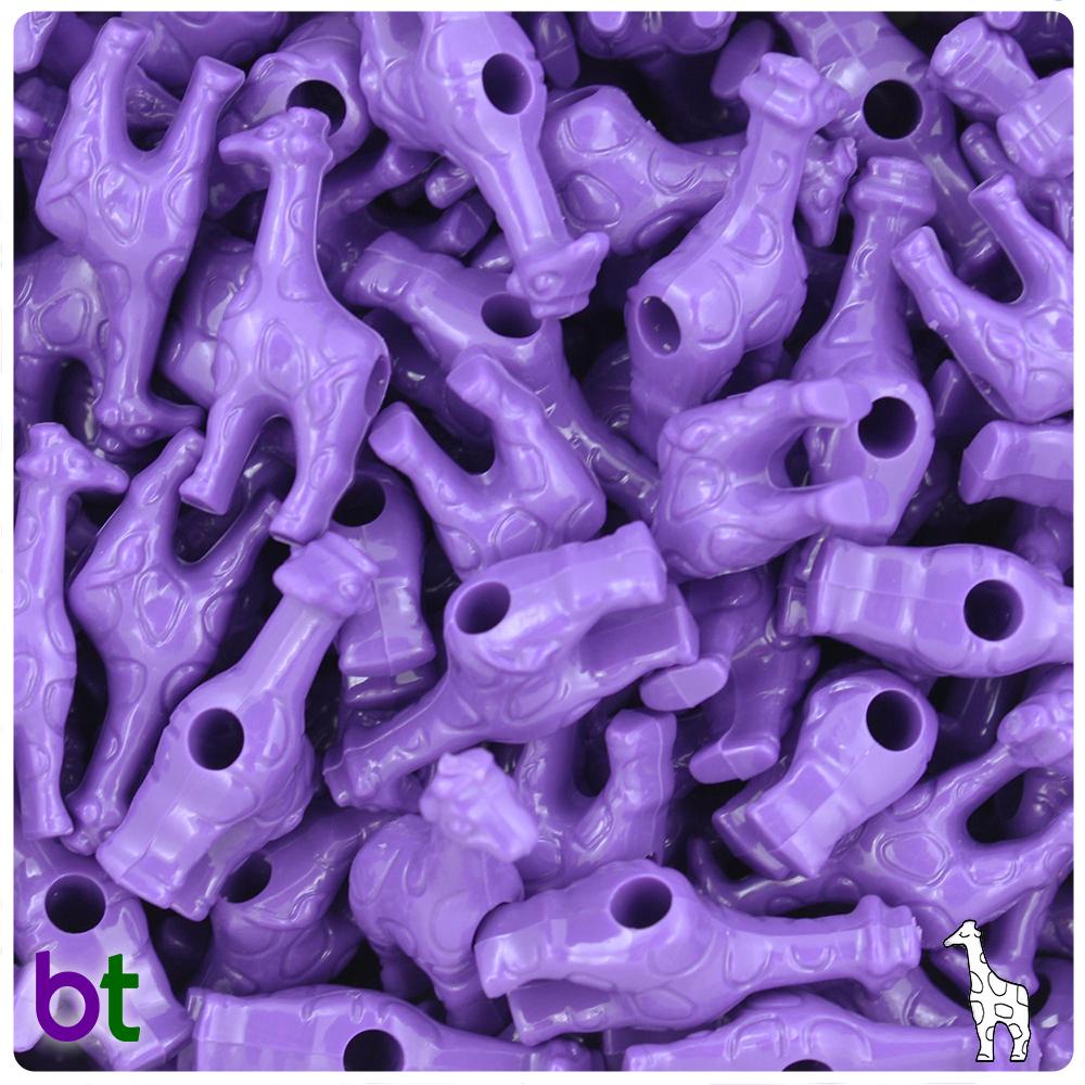 Dark Lilac Opaque 26mm Giraffe Pony Beads (8pcs)