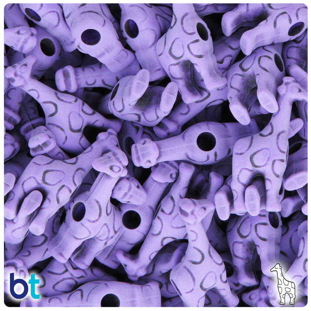 Dark Lilac Antique 26mm Giraffe Pony Beads (24pcs)