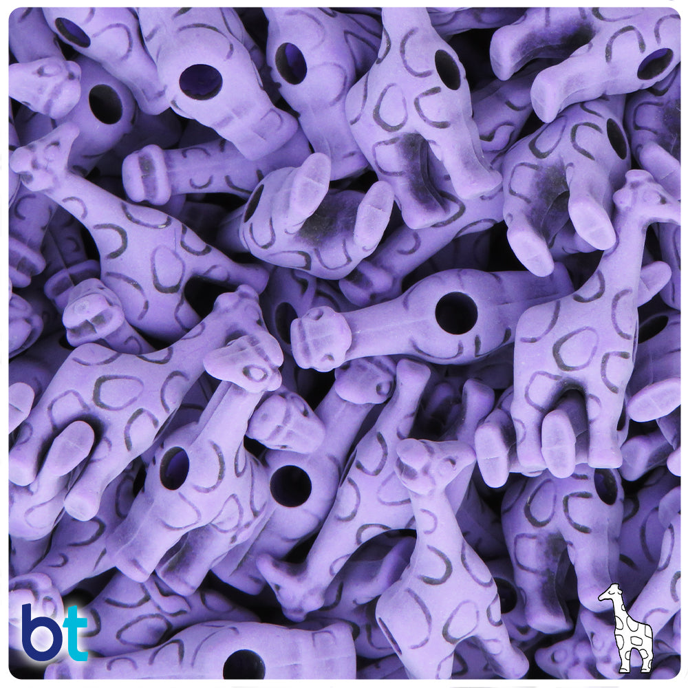 Dark Lilac Antique 26mm Giraffe Pony Beads (8pcs)