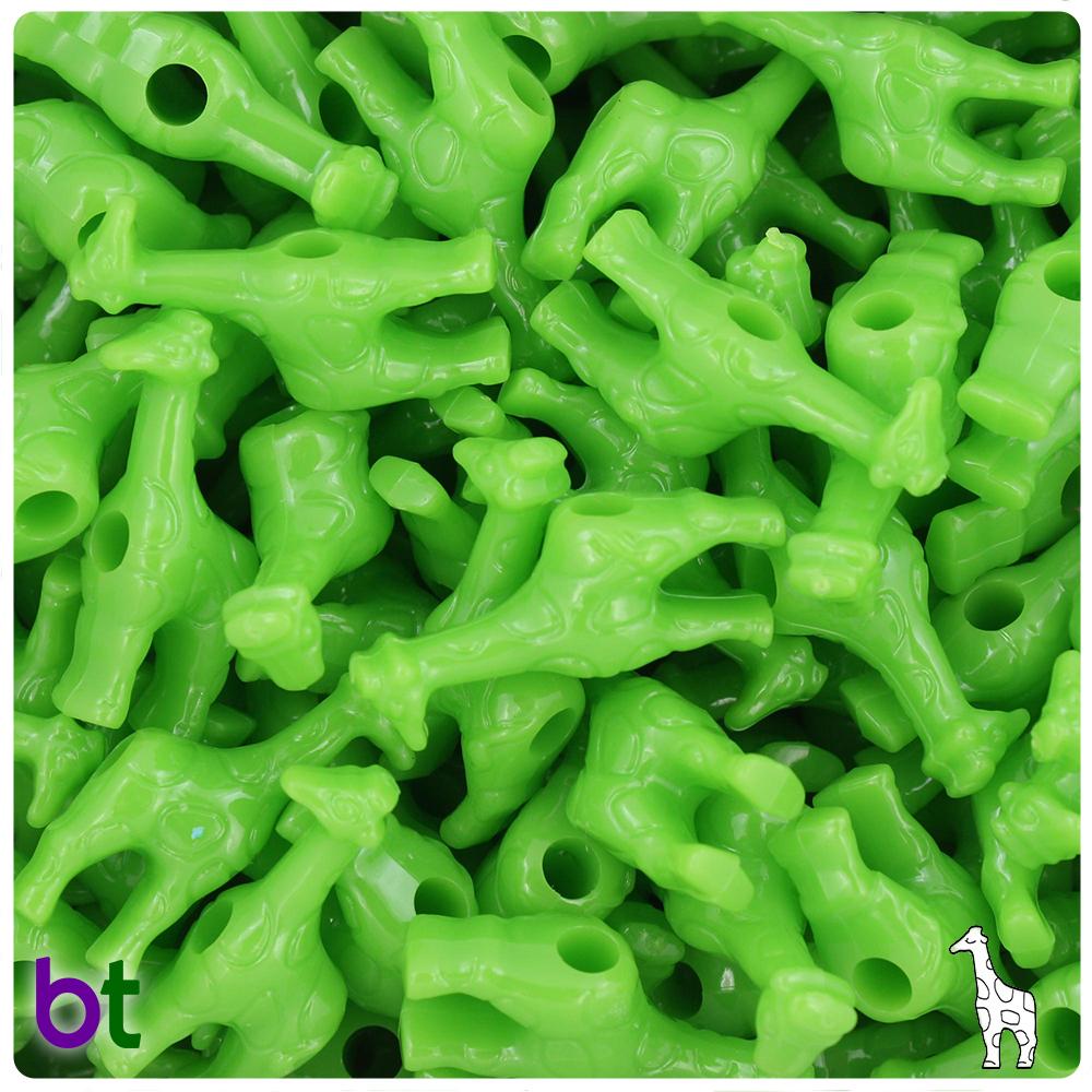 Lime Opaque 26mm Giraffe Pony Beads (8pcs)
