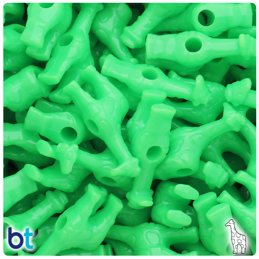 Lime Opaque 26mm Giraffe Pony Beads (24pcs)