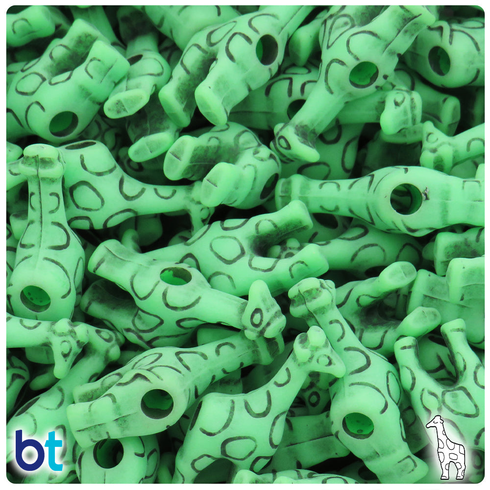 Lime Antique 26mm Giraffe Pony Beads (24pcs)