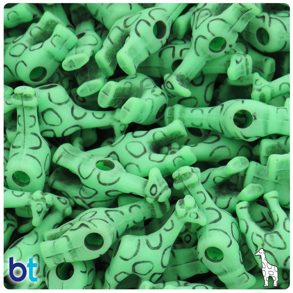 Lime Antique 26mm Giraffe Pony Beads (8pcs)