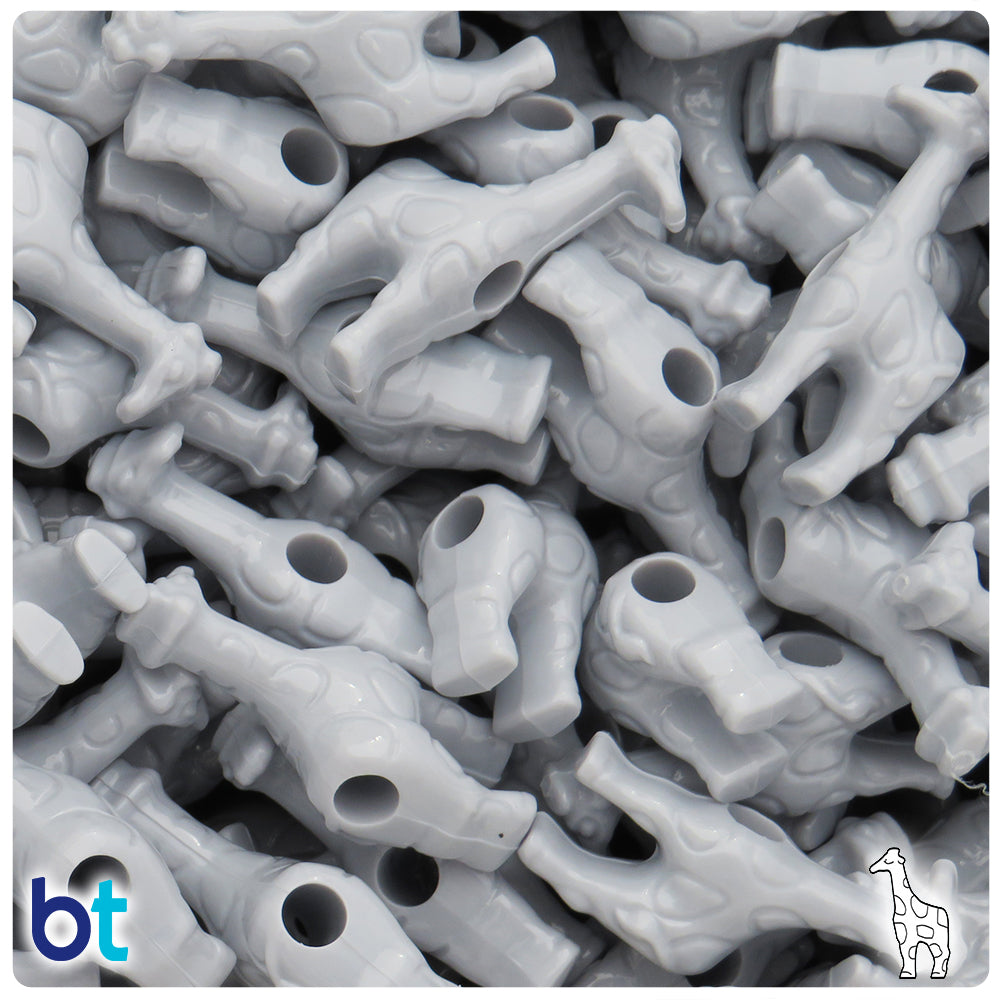 Grey Opaque 26mm Giraffe Pony Beads (24pcs)