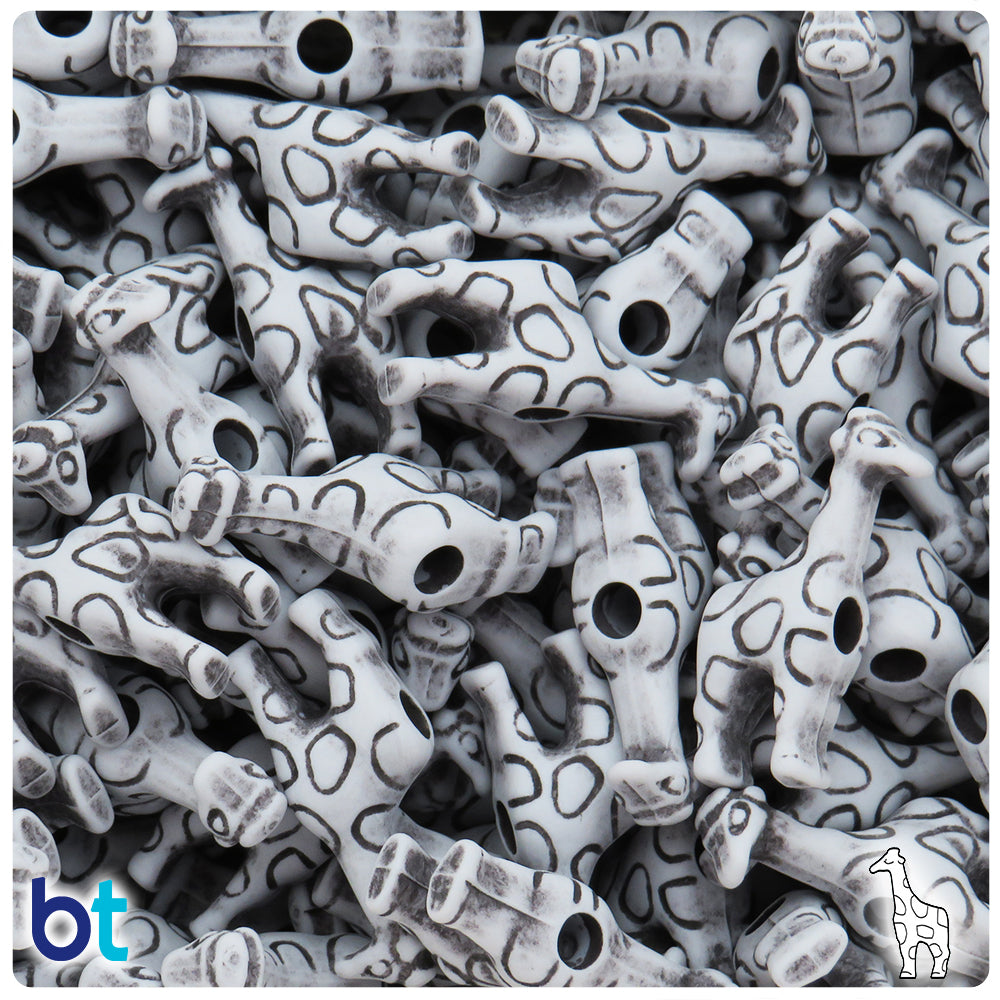 Grey Antique 26mm Giraffe Pony Beads (24pcs)