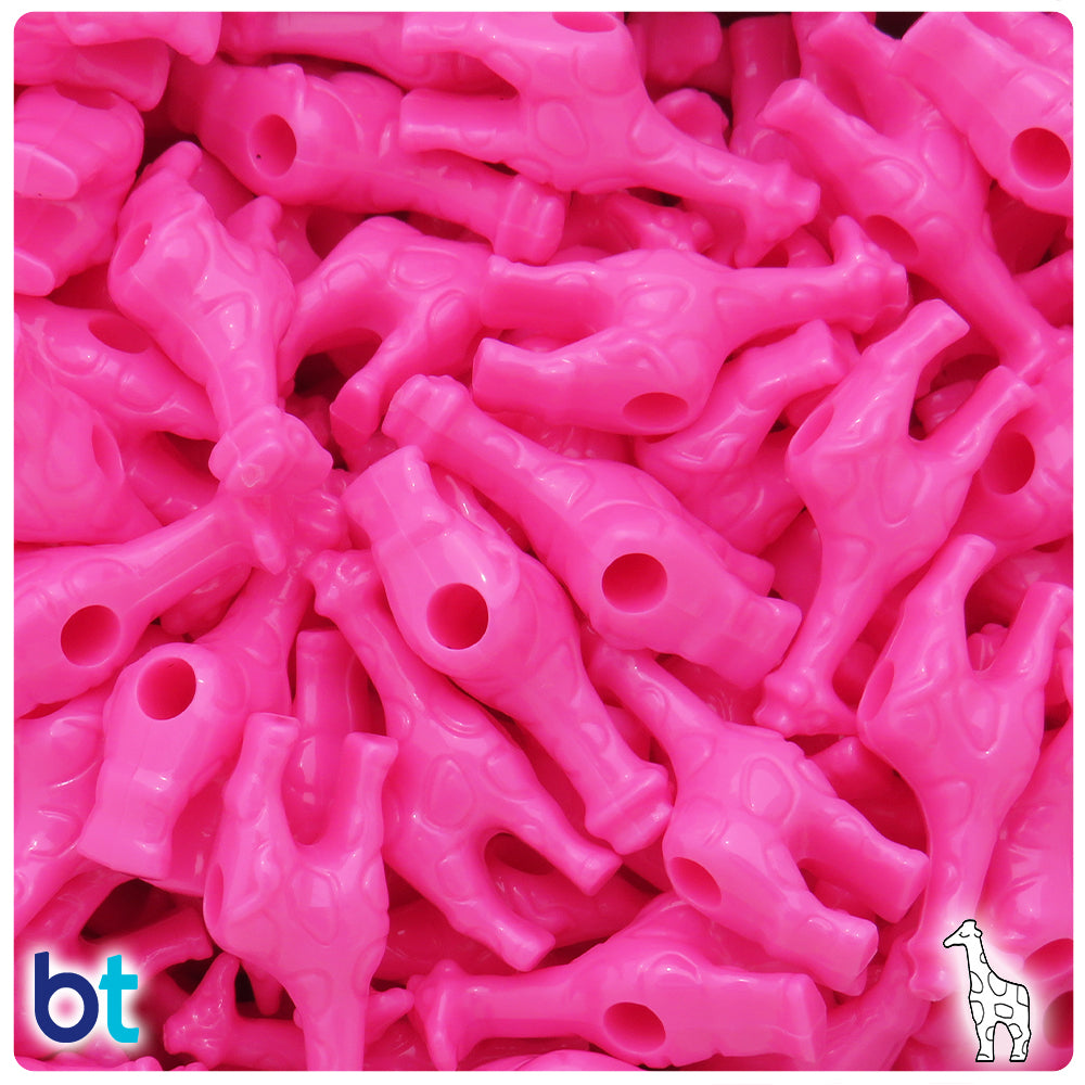 Dark Pink Opaque 26mm Giraffe Pony Beads (24pcs)