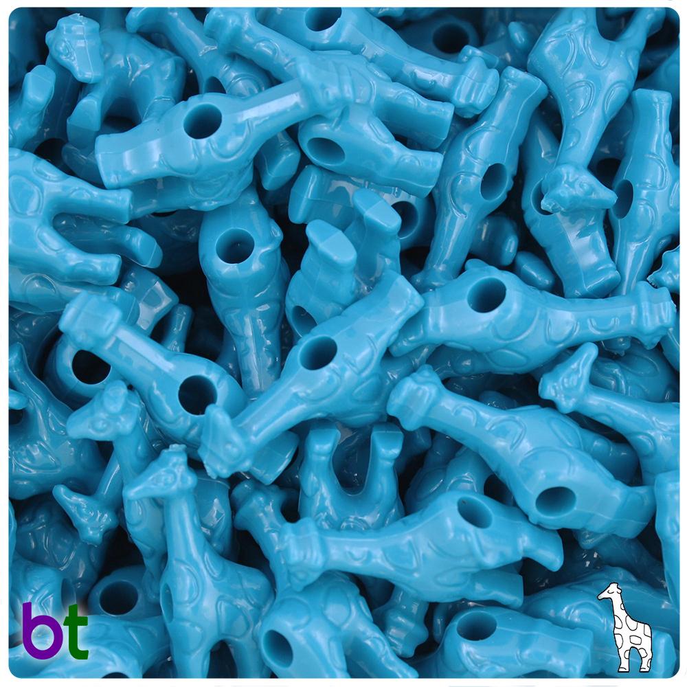 Dark Turquoise Opaque 26mm Giraffe Pony Beads (8pcs)