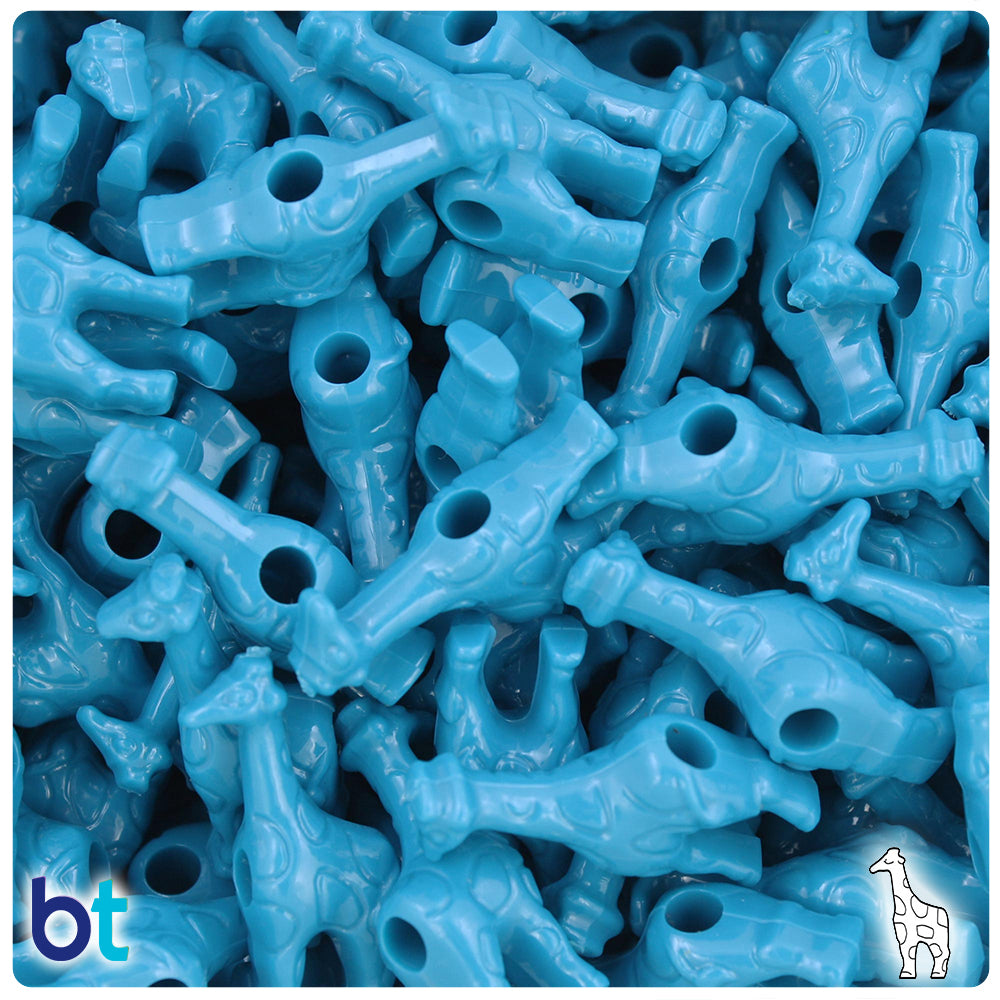 Dark Turquoise Opaque 26mm Giraffe Pony Beads (24pcs)
