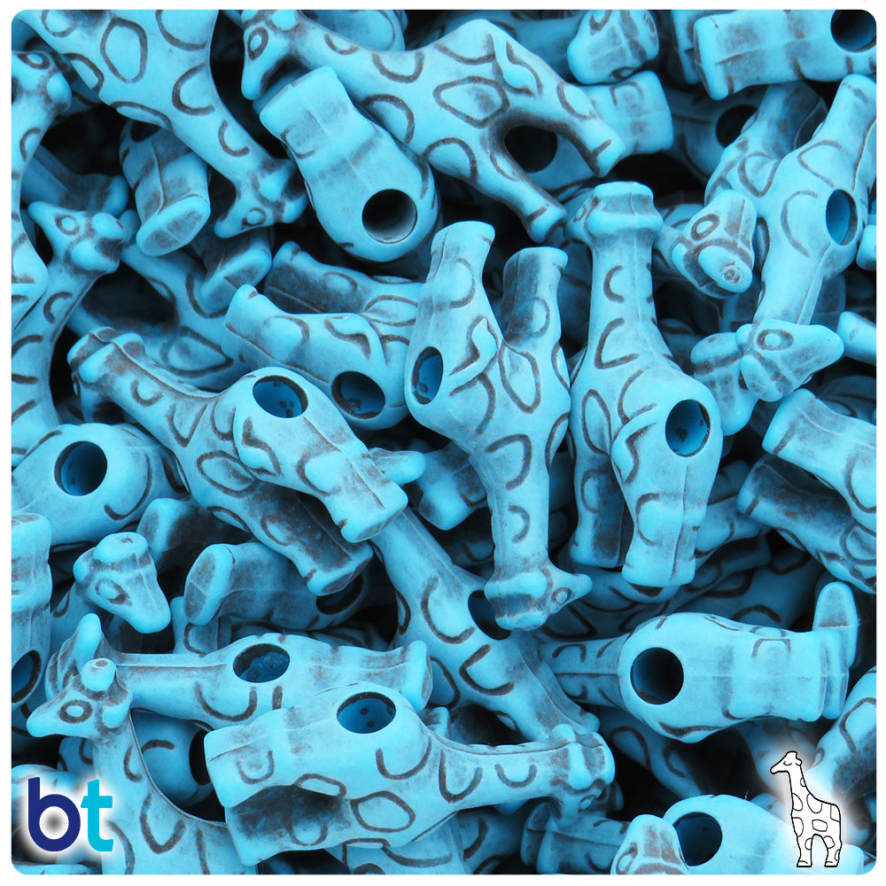 Dark Turquoise Antique 26mm Giraffe Pony Beads (24pcs)