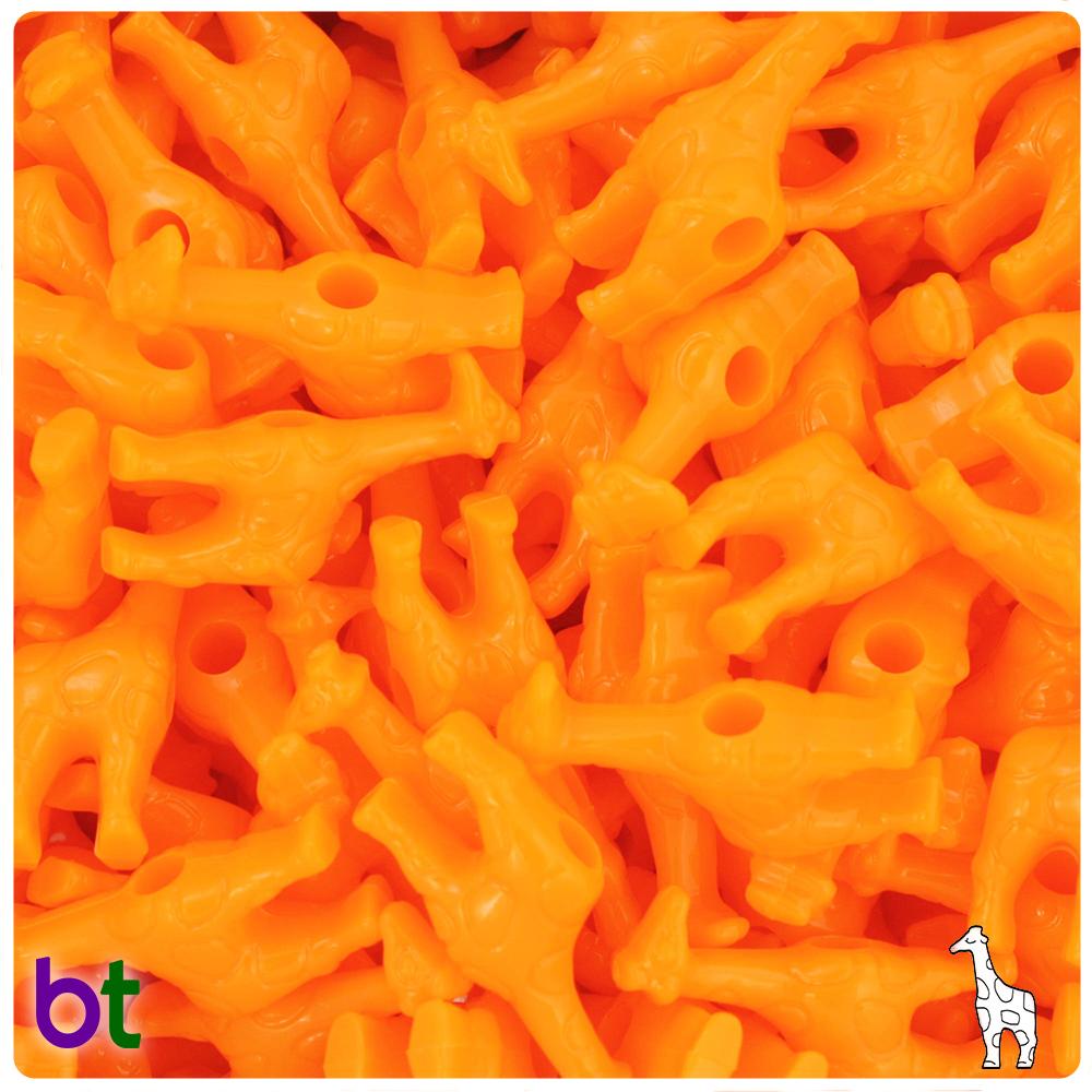 Orange Opaque 26mm Giraffe Pony Beads (8pcs)
