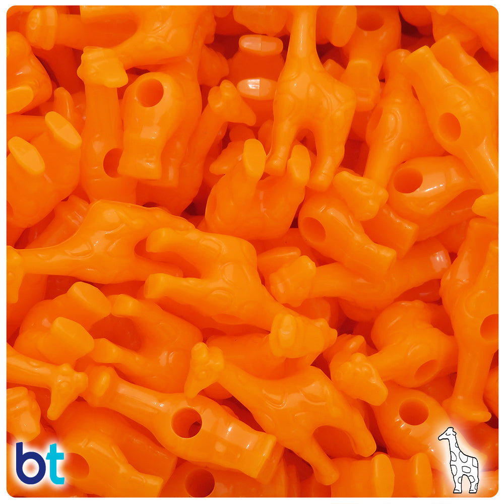 Orange Opaque 26mm Giraffe Pony Beads (24pcs)