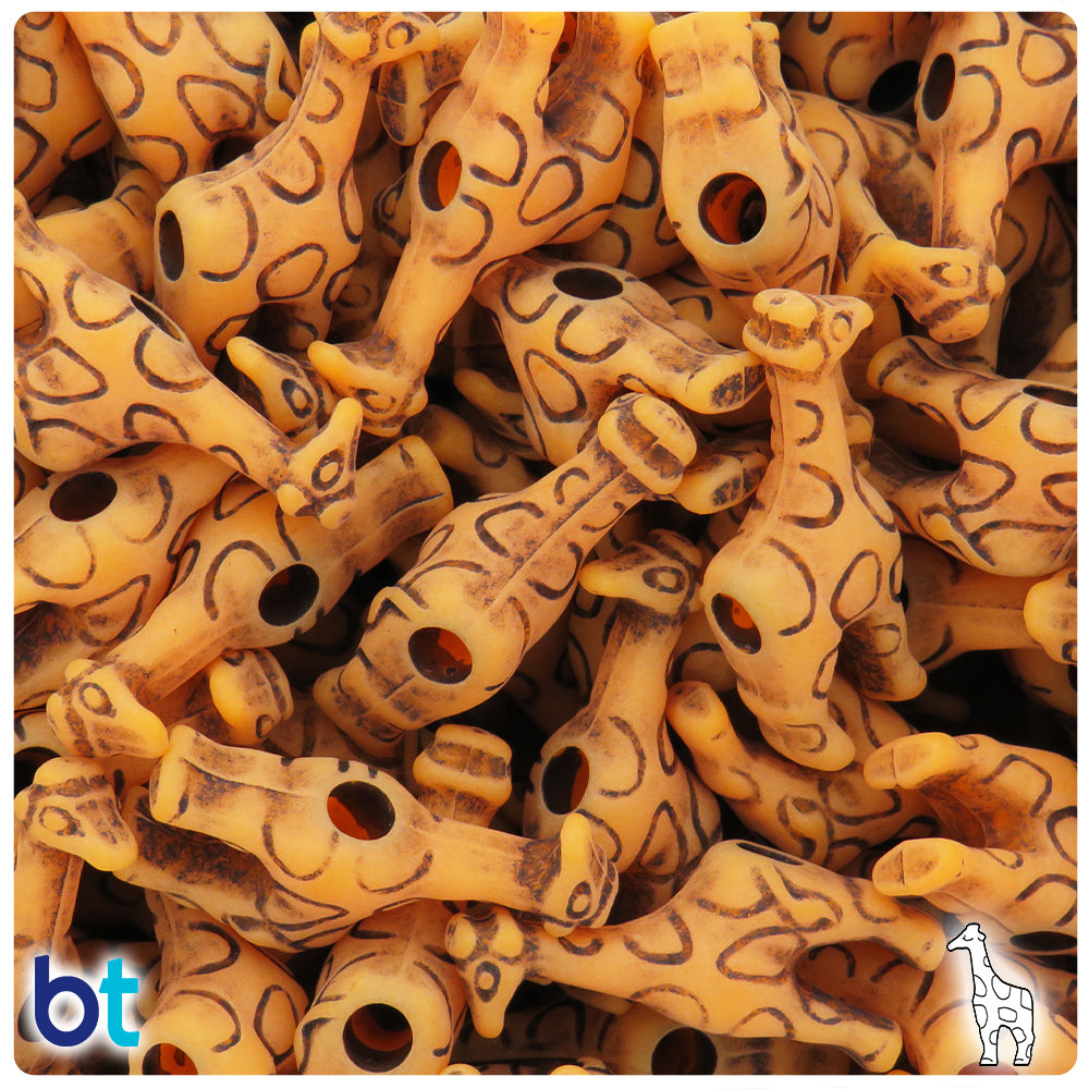 Orange Antique 26mm Giraffe Pony Beads (24pcs)