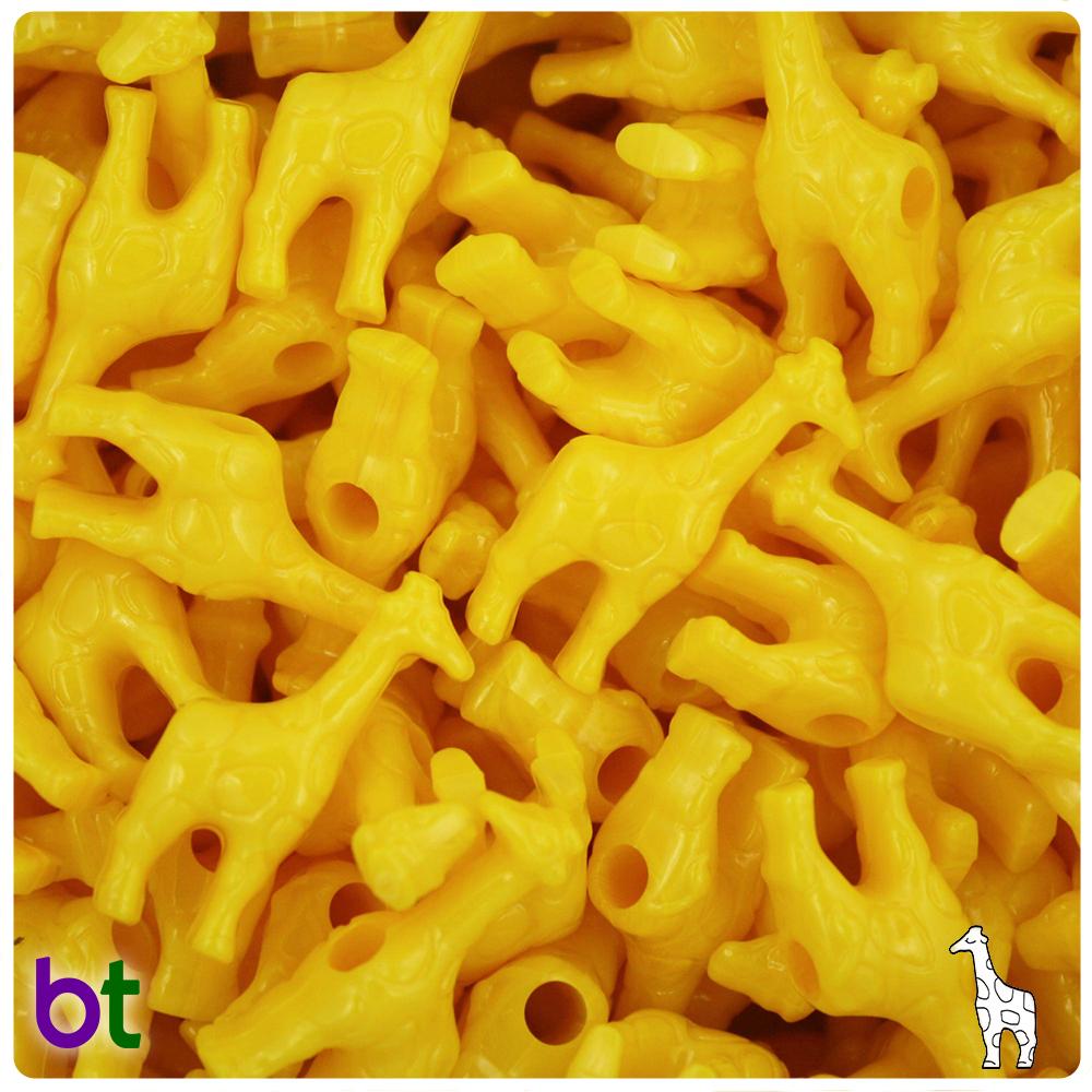 Bright Yellow Opaque 26mm Giraffe Pony Beads (8pcs)
