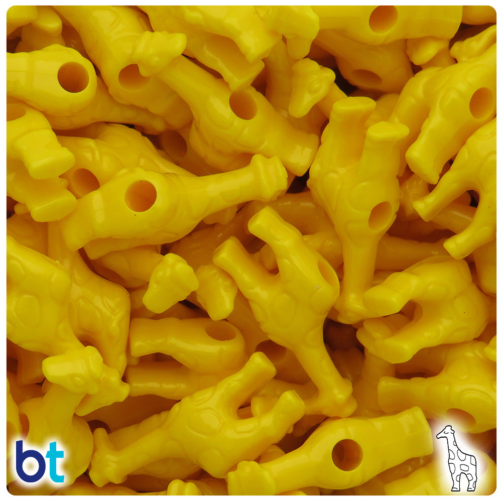 Bright Yellow Opaque 26mm Giraffe Pony Beads (24pcs)