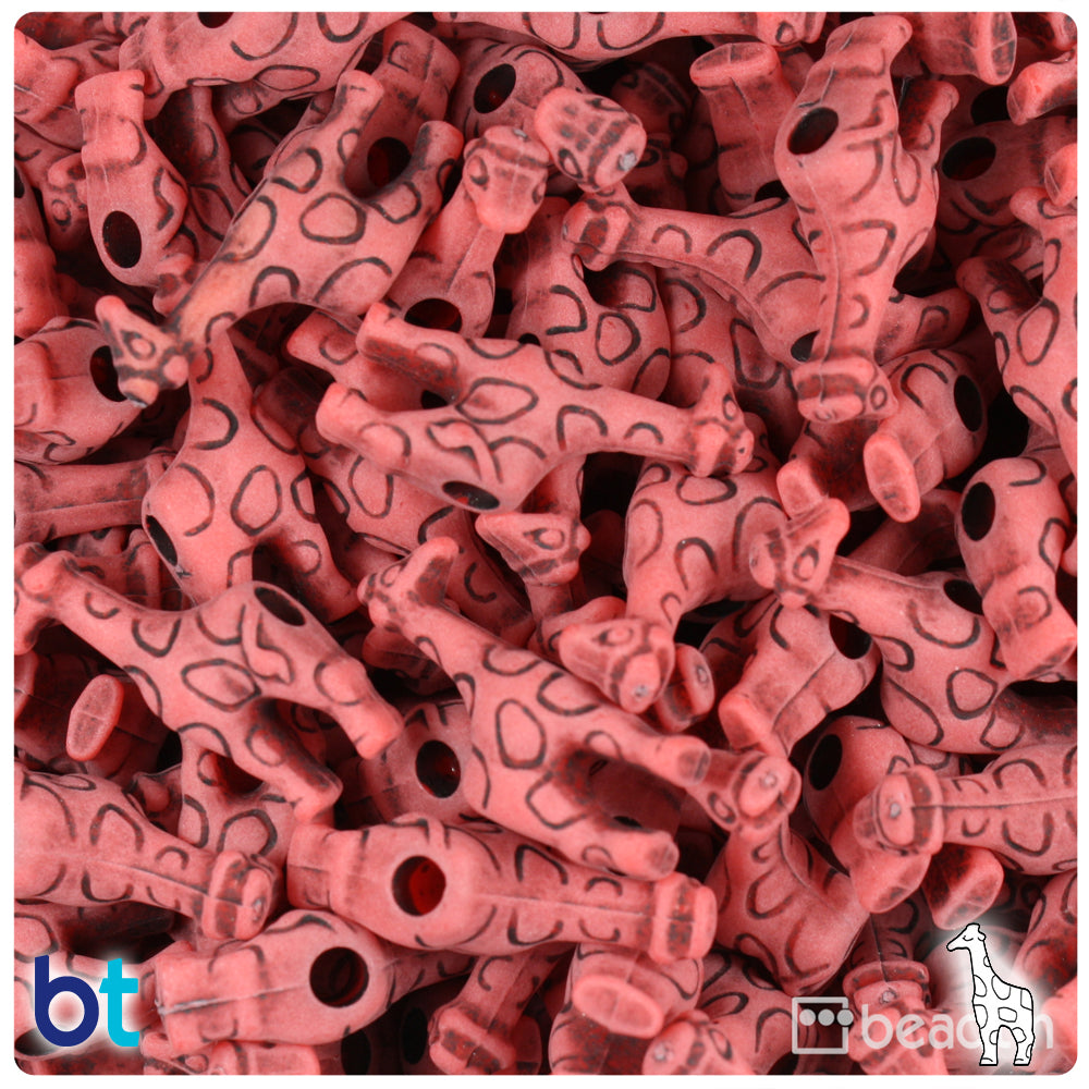 Bright Red Antique 26mm Giraffe Pony Beads (24pcs)