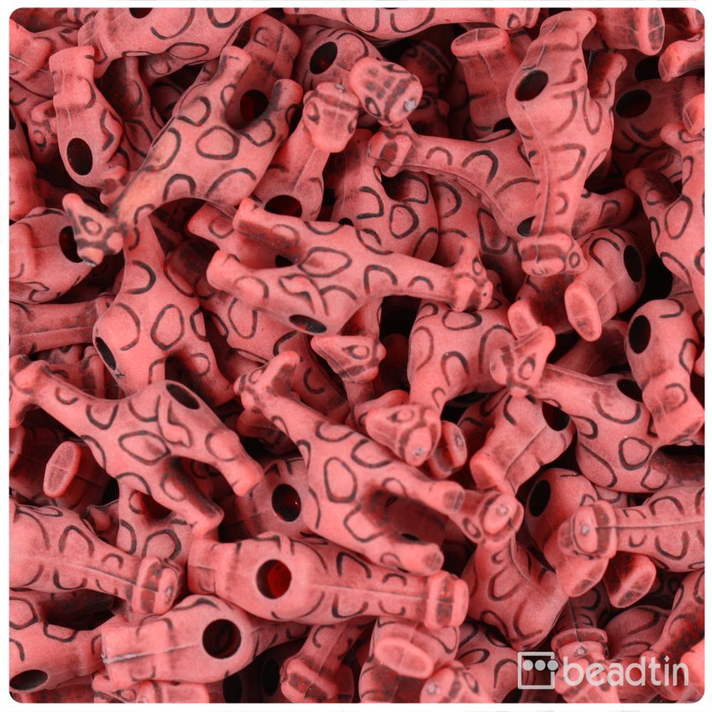 Bright Red Antique 26mm Giraffe Pony Beads (8pcs)