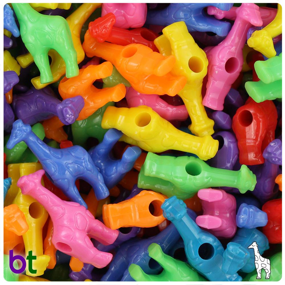 Circus Opaque Mix 26mm Giraffe Pony Beads (8pcs)