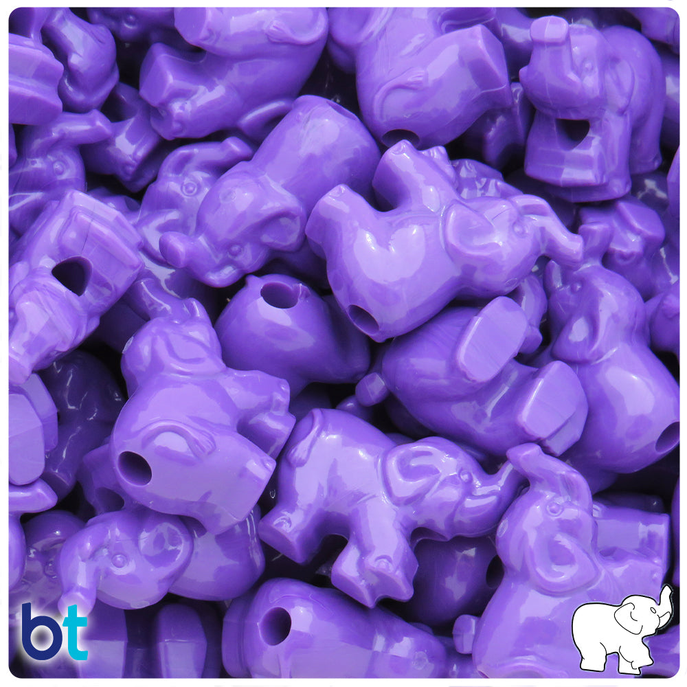 Dark Lilac Opaque 25mm Elephant Pony Beads (8pcs)